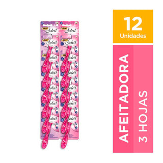 Afeitadora Desechable Bic  Prestobarba Soleil 3 Filos Rosa 12 u