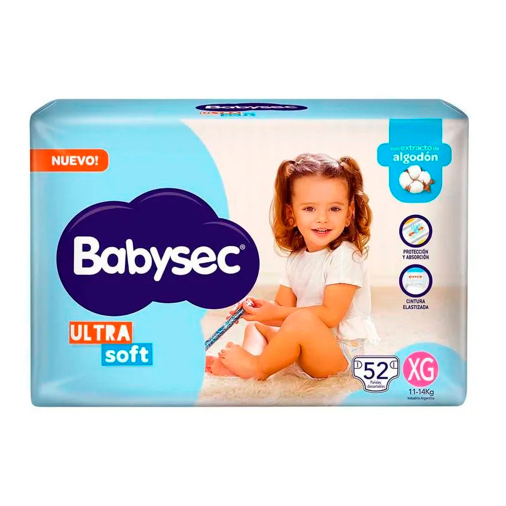 Pañales Babysec Ultra Soft XG 52 u