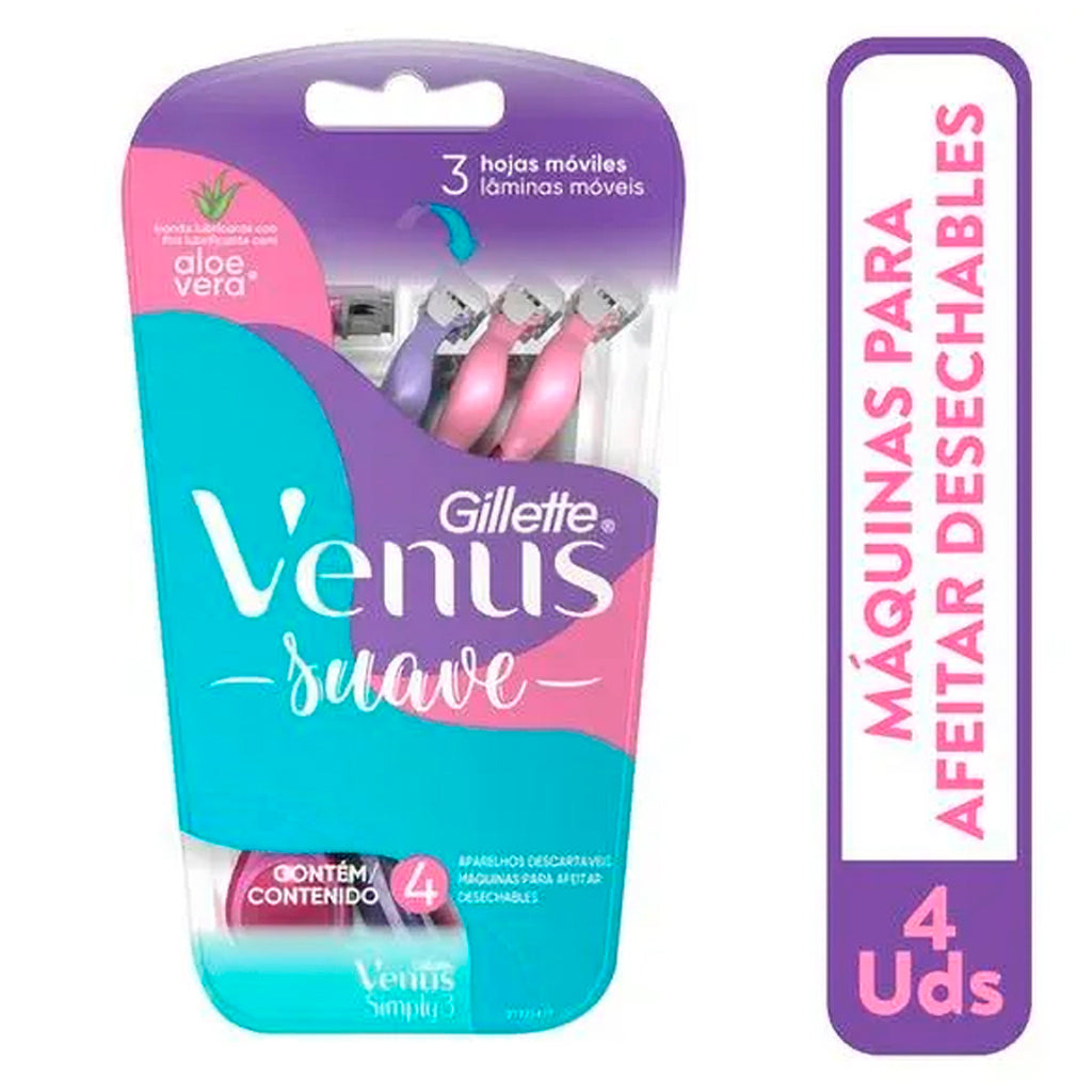 Afeitadora Descartable Gillette Venus Suave  4 u