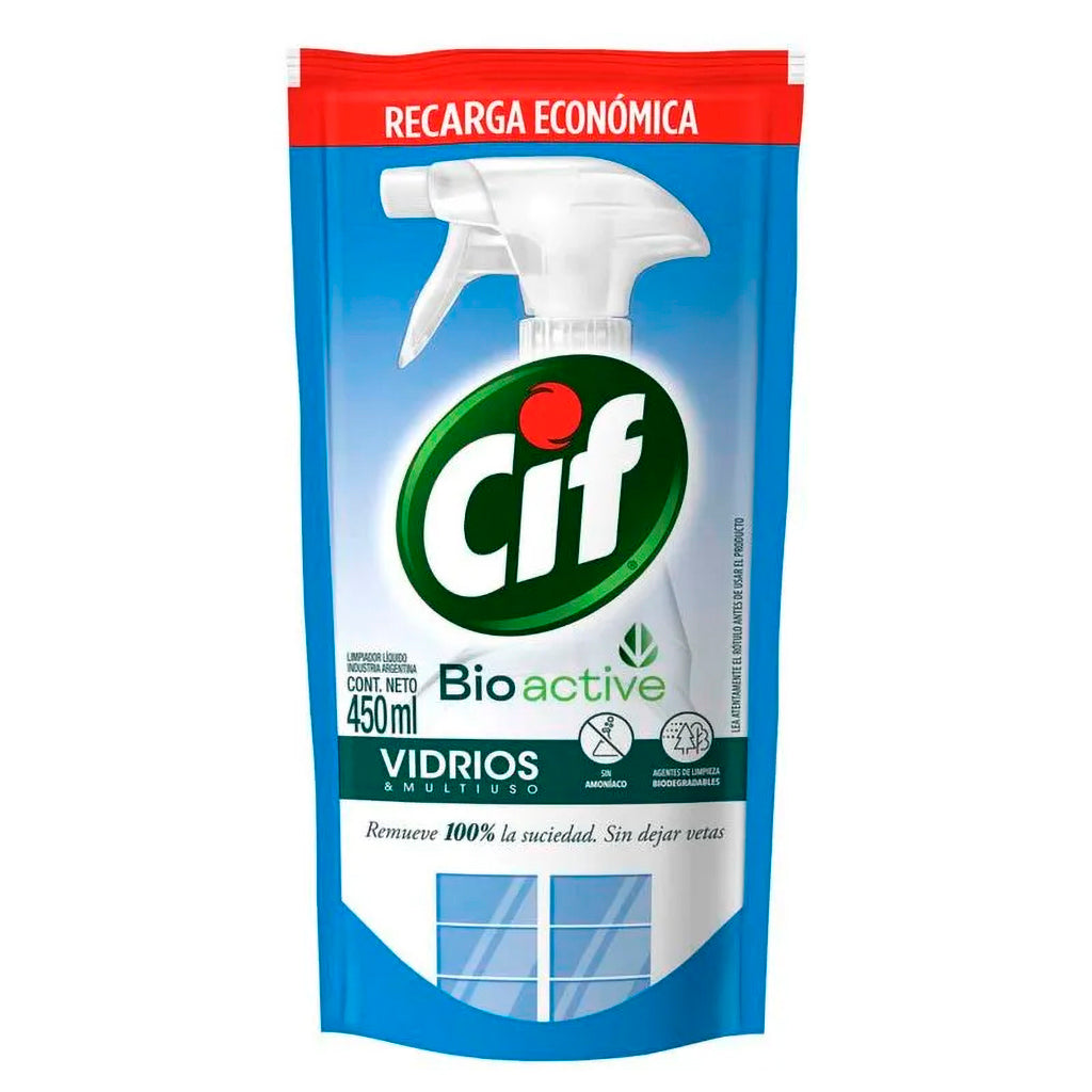 Limpiavidrios Repuesto Cif Limpiador Bioactive s/ Vetas 450 ml