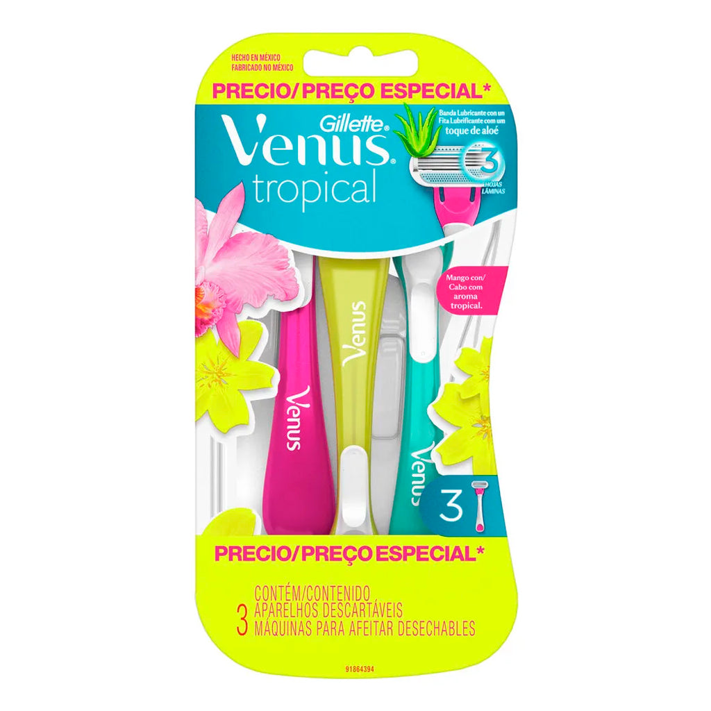 Afeitadora Desechable Gillette Venus c/ Aroma Tropical  3 u