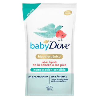 Jabon  Liquido Dove Corporal Humectacion Sensible Repuesto 180 ml