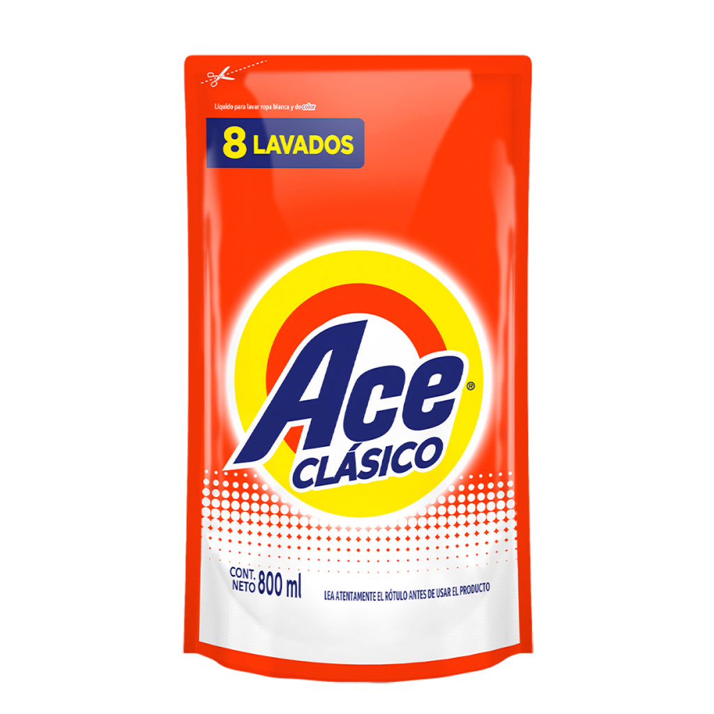 Jabon Liquido Respuesto Ace p/ Lavar Ropa Clasico 800 ml