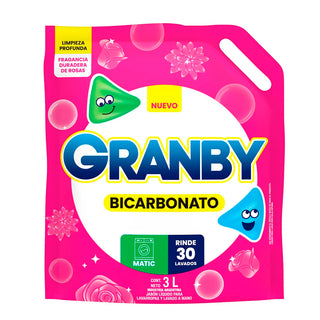 Jabón  Liquido Granby p/ Ropa Fragancia de Rosas c/ Bicarbonato  3L