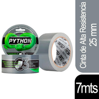25毫米高强度多功能Python胶带 - 灰色光滑（绝缘）7米