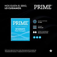 Preservativo  Prime Latex Retardante Placer Prolongado 3 u