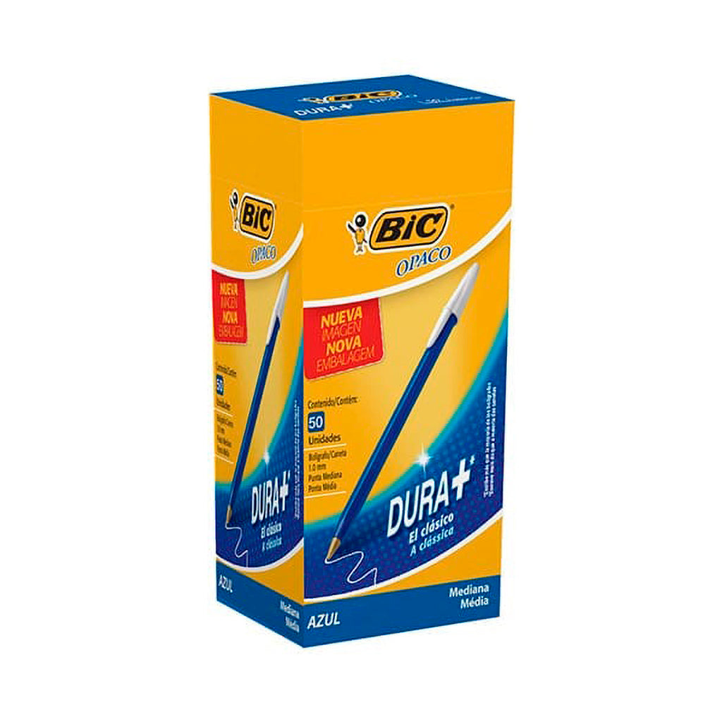 BIC 盒装不透明蓝色墨水走珠笔中性笔，50 支装