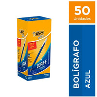 BIC 盒装不透明蓝色墨水走珠笔中性笔，50 支装