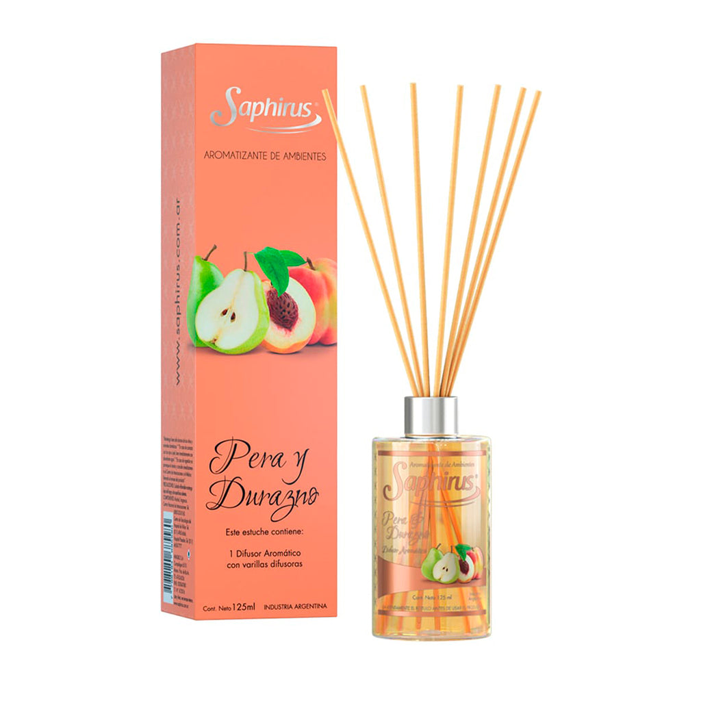 Aromatizante Difusor Saphirus Pera y Durazno 125 ml