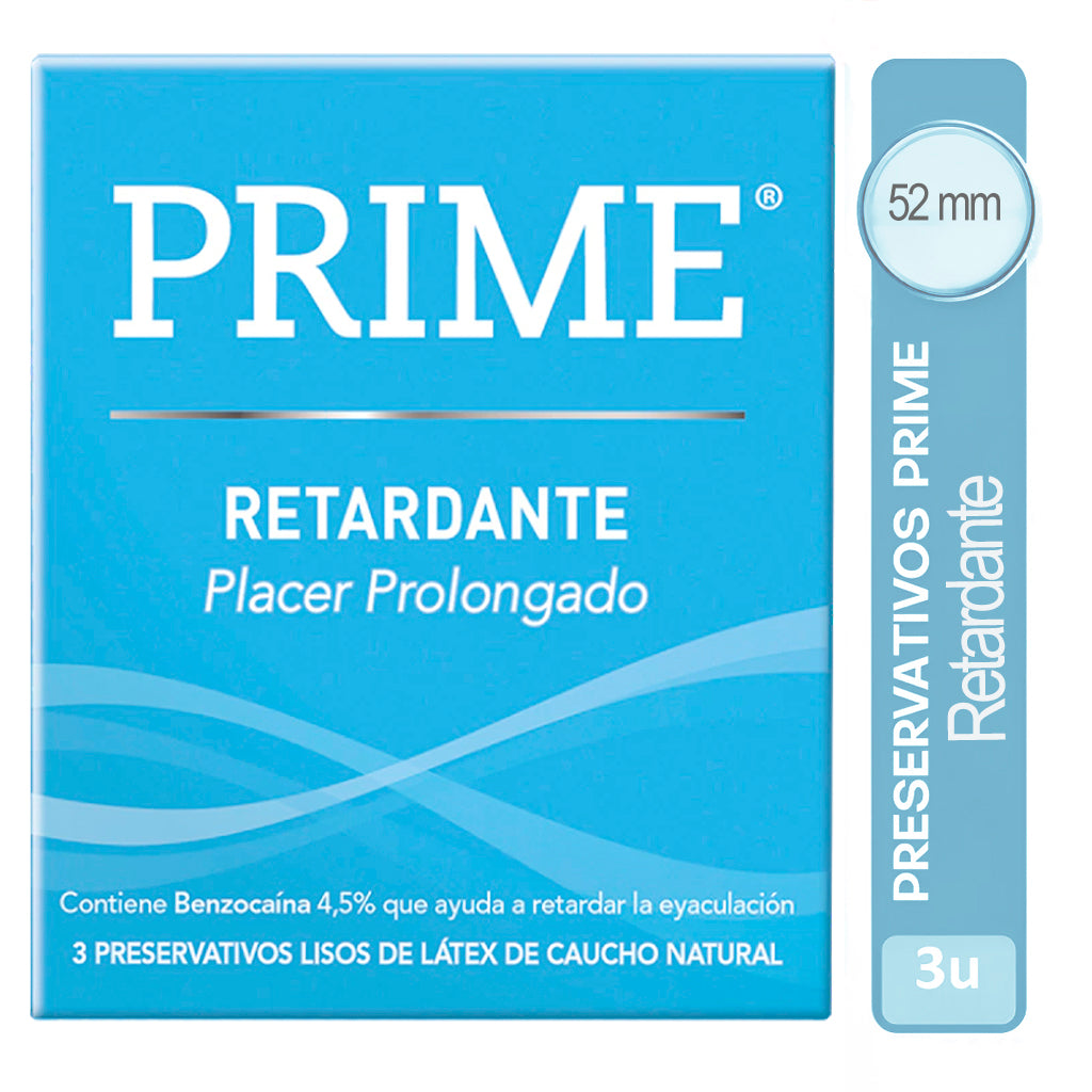 Preservativo  Prime Latex Retardante Placer Prolongado 3 u