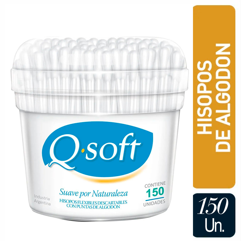Hisopo Descartable Qsoft Biodegradables, Flexibels c/ Punta de Algodon 150 u