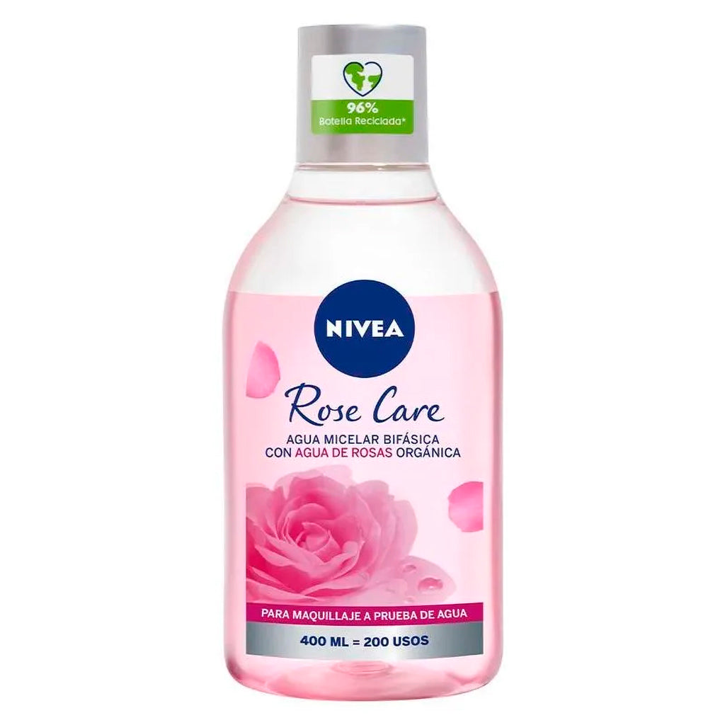 Agua Micelar Nivea Bifasica c/ Agua de Rosas Organicas p/ Maquillaje 400 ml