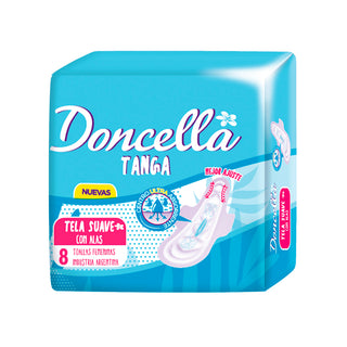 Toallas Femeninas Doncella Tanga Tela Suave c/Alas 8 u
