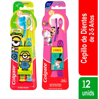 Cepillo de Dientes Colgate Extra Suave de 2 a 5 años 12u