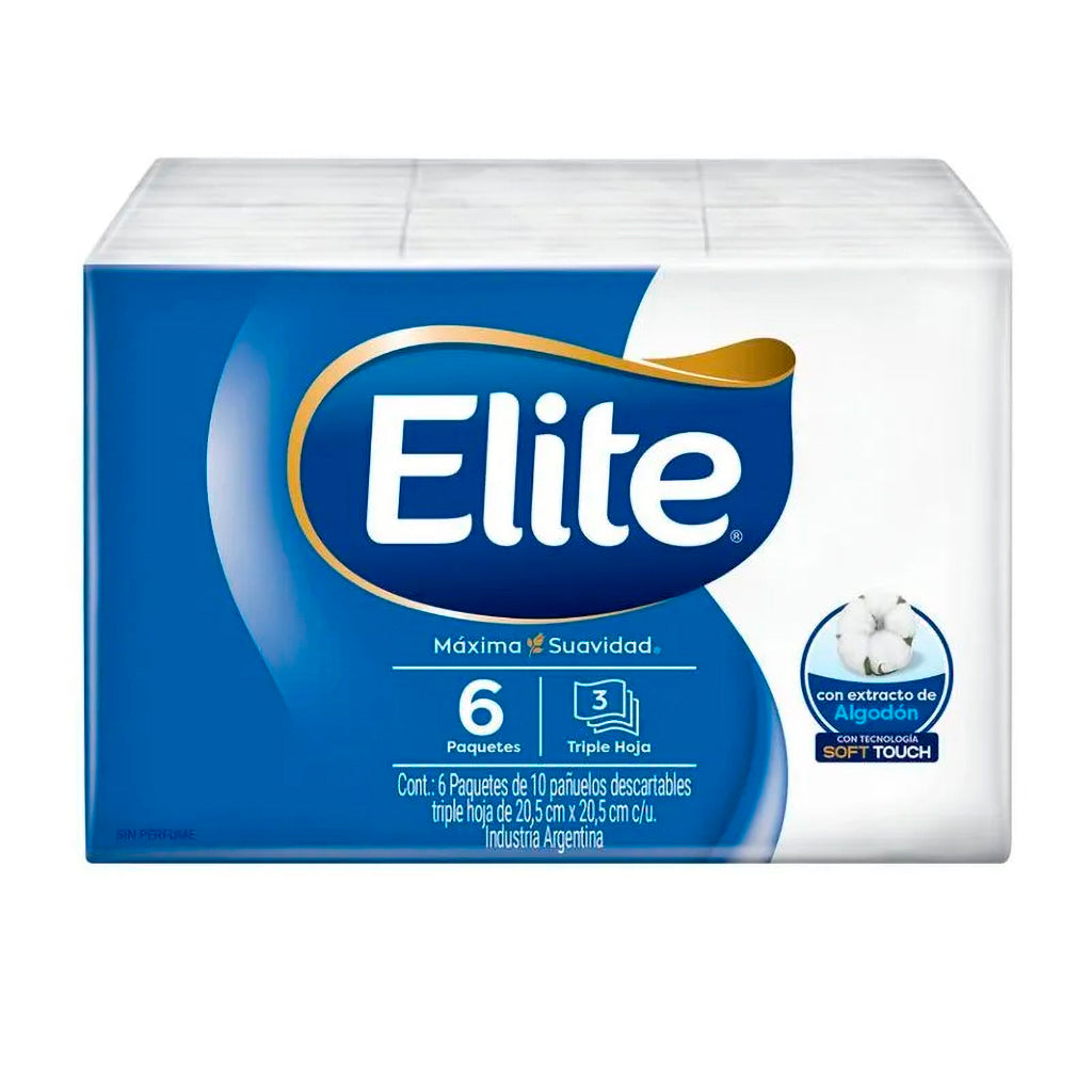 Pañuelos Descartables Elite Pocket triple Hoja 10 Pañuelos