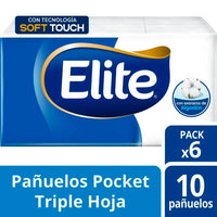 Pañuelos Descartables Elite Pocket triple Hoja 10 Pañuelos