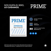 Preservativo  Prime Latex Expermicida Mayor Proteccion 3 u