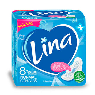 Toallas Femeninas Lina Normal c/ Alas 8 u
