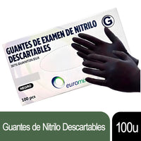 Guantes Grandes Generico Nitrilo p/ Examinacion Negros