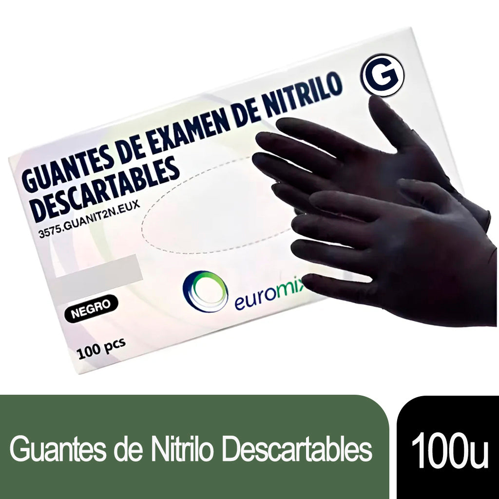 Guantes Grandes Generico Nitrilo p/ Examinacion Negros