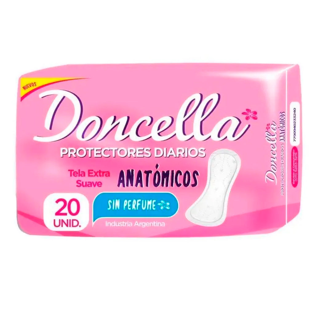 Protectores Diarios Doncella Tela Extra Suave Anatomicos s/ Perfume 20 u