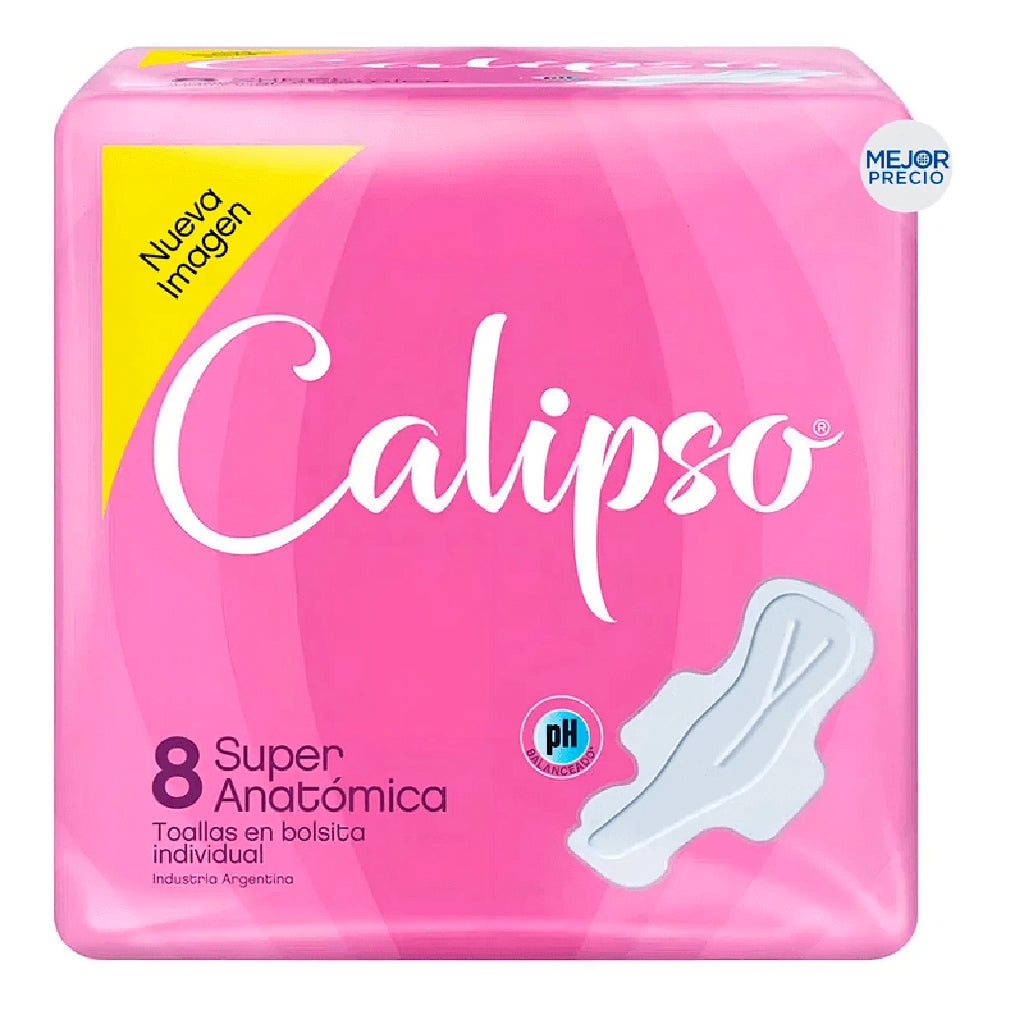 Toallas Femeninas Calipso Super Anatomicas 8 u