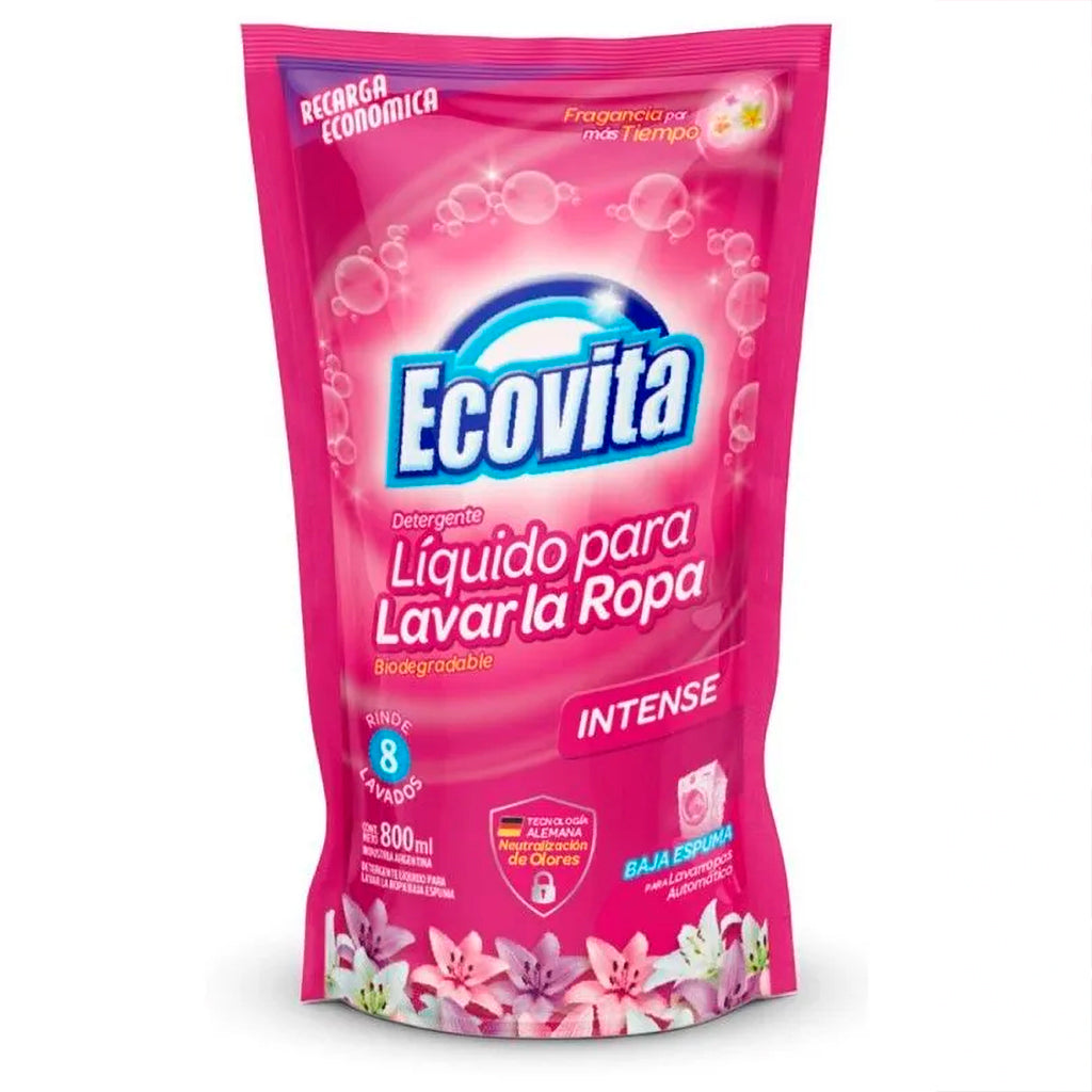 Jabón Líquido Repuesto Ecovita p/ Ropa Intenso 800 ml