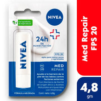 Protector Solar Labial  Nivea Med Repair p/ Labios Secos y Agrietados FPS 20  4,8 g