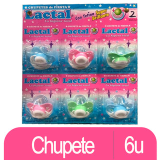 Chupete Lactal Anatomico N° 3 de Fiesta c/ Tetina Super Brillante 6 u
