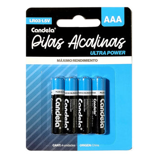 Pilas Blister Candela Bateria Alcalina AAA Ultra Power LR03 1.5V 10 u