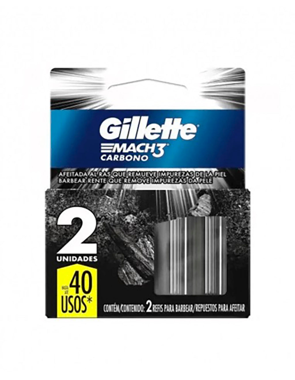 Repuesto Afeitadora Gillette p/  Prestobarba Mach3 Carbono 2 u