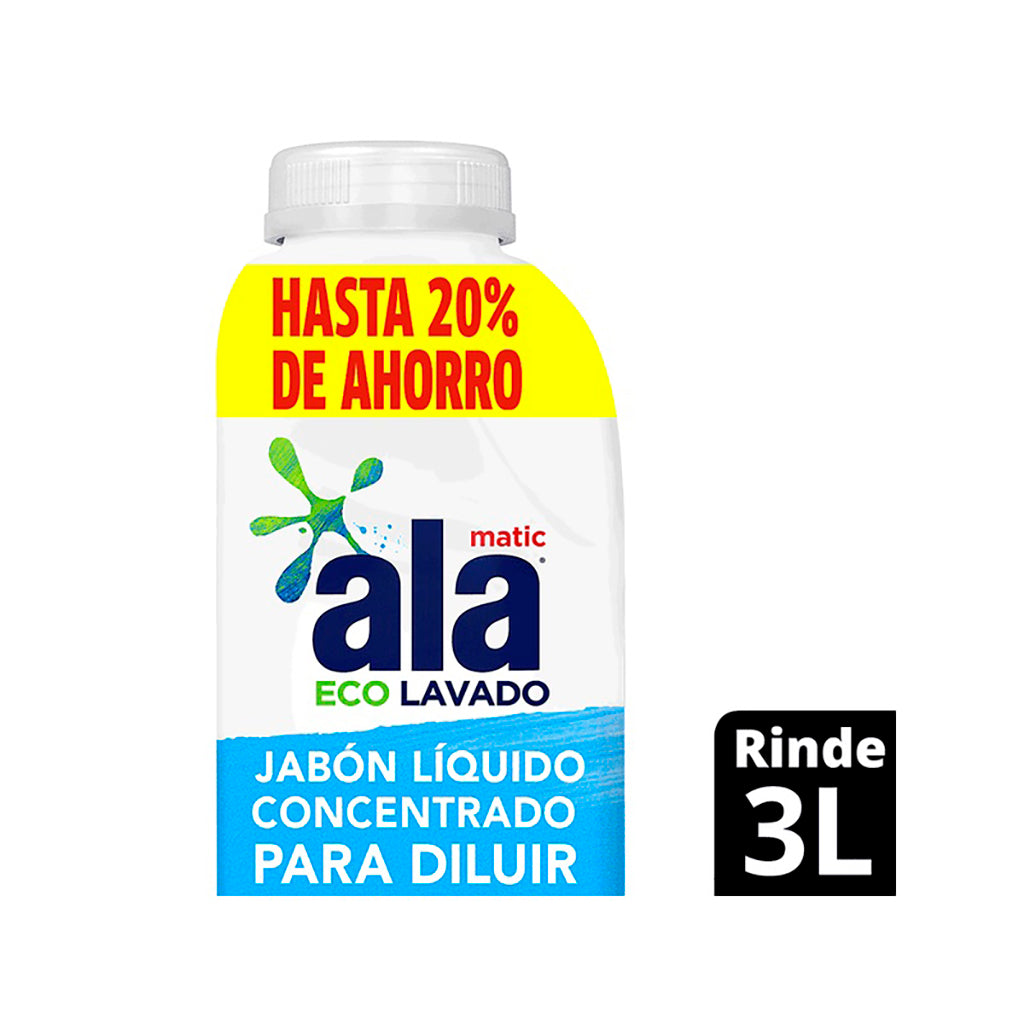 Jabon Liquido Ala p/ Ropa Eco Lavado Matic Concentrado p/ Diluir  500 ml