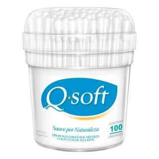 Qsoft 可生物降解一次性棉签，柔韧，100 支/包