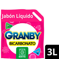 Jabón  Liquido Granby p/ Ropa Fragancia de Rosas c/ Bicarbonato  3L