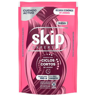 Jabon Liquido Skip Concentrado Expert Ciclos Cortos Tecnologia Pro-A Colores Vibrantes  800 ml