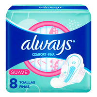 Toallas Femeninas Always Confort Fina Suave 8 u