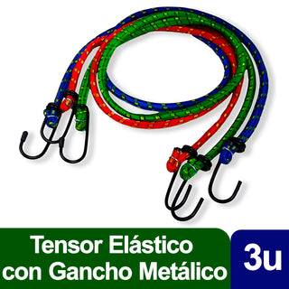 Tensores Elasticos Gus c/ Gancho Metalico Colores Surtidos