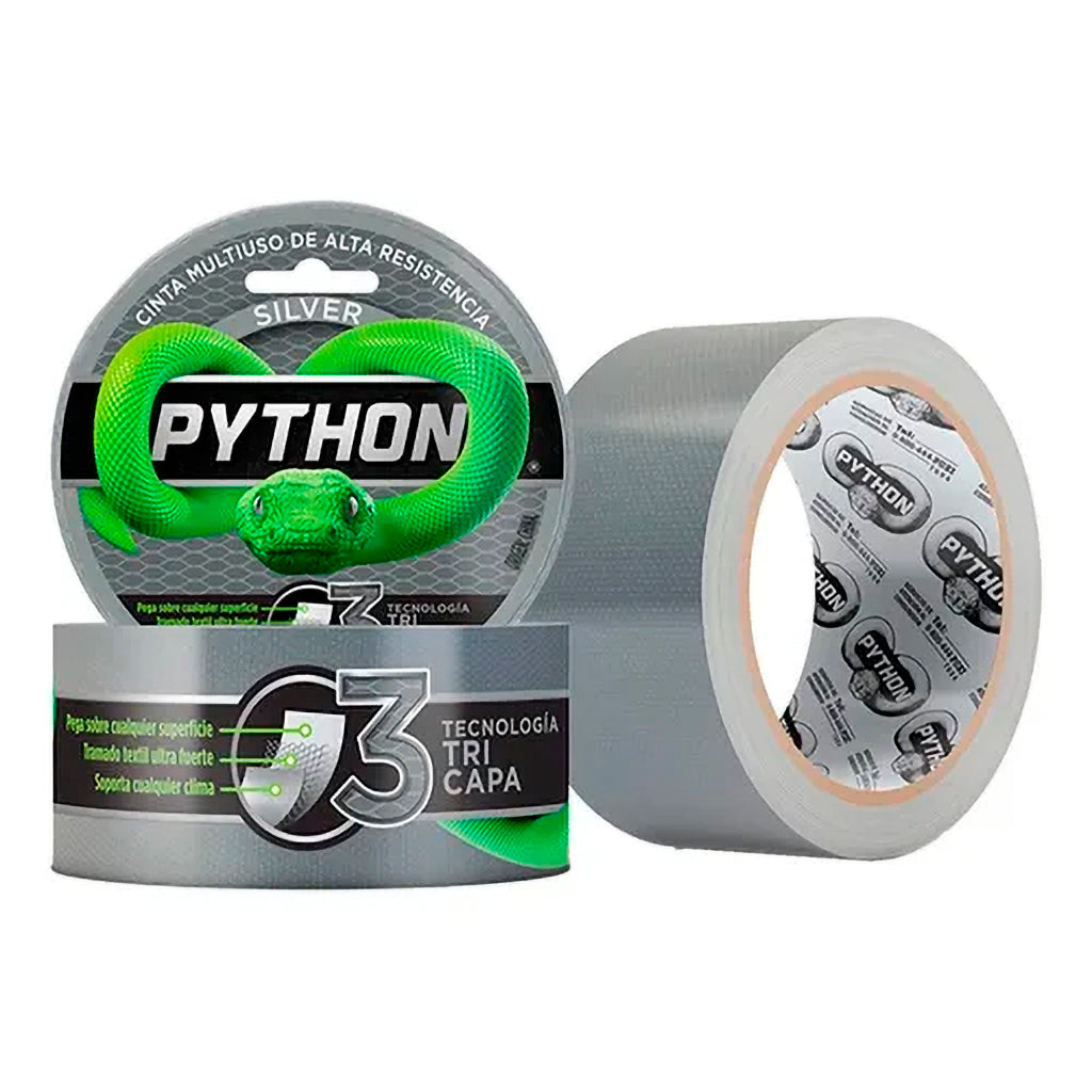 Cinta Adhesiva Python Multiuso De Alta Resistencia Color Gris - 48mm X 9mts
