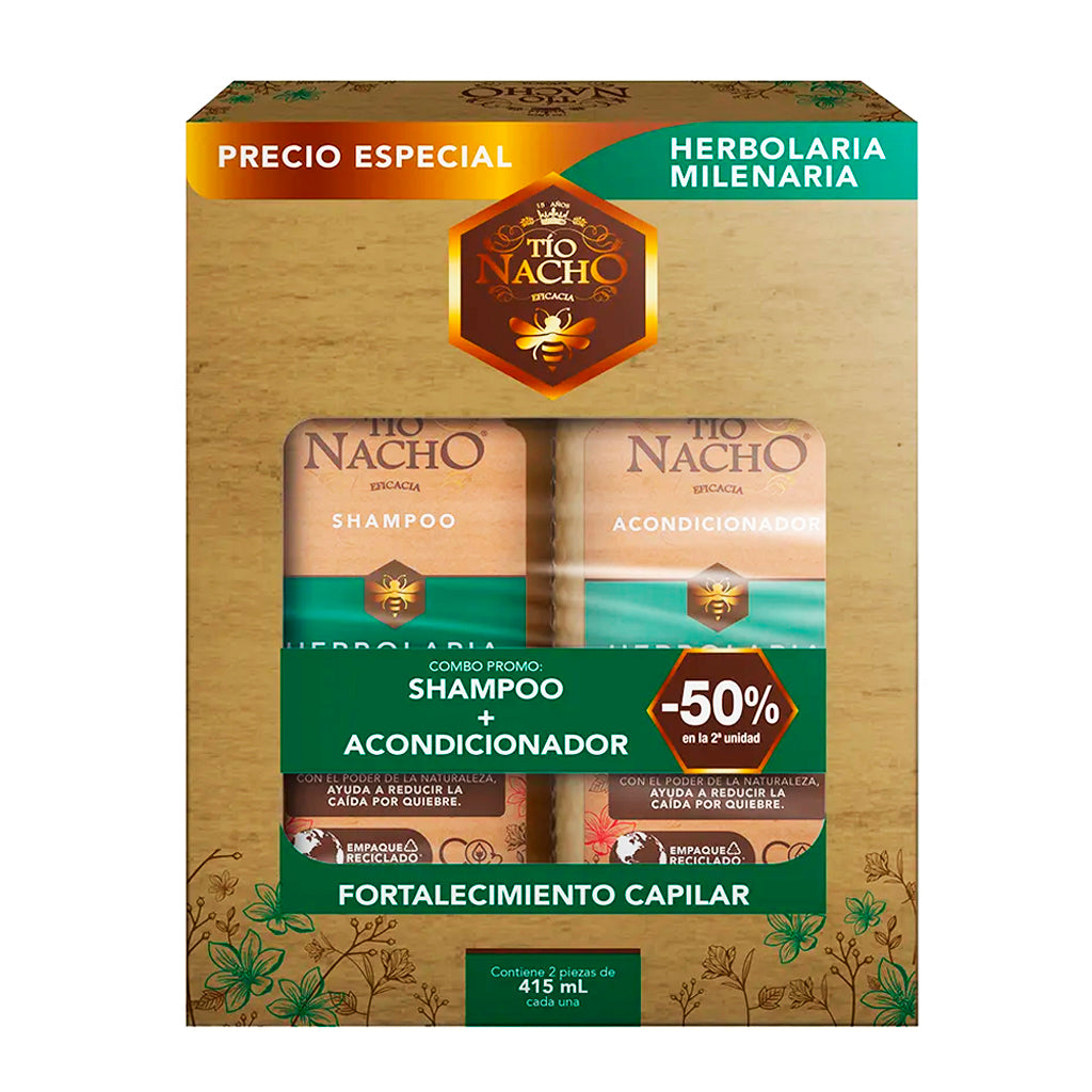 Estuche Shampoo + Acondicionador Tio Nacho Herbolaria Milenaria 415 ml