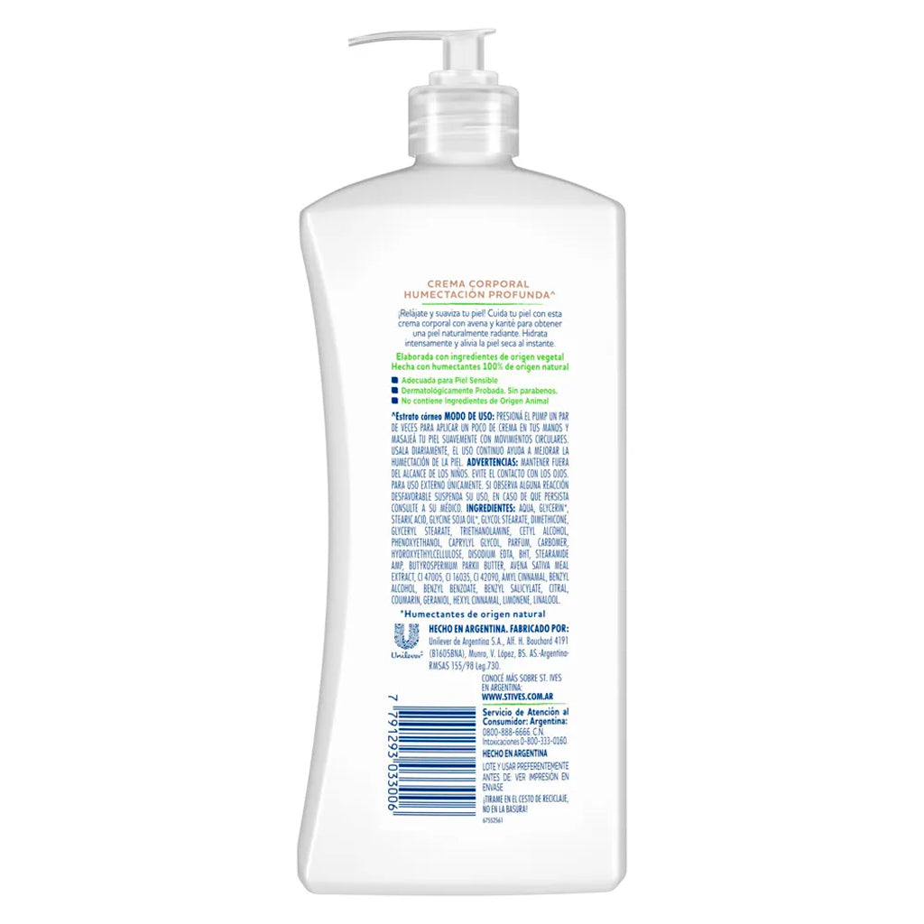 Crema Corporal St.Ives Humectacion Profunda c/ Avena y Karite 350 ml
