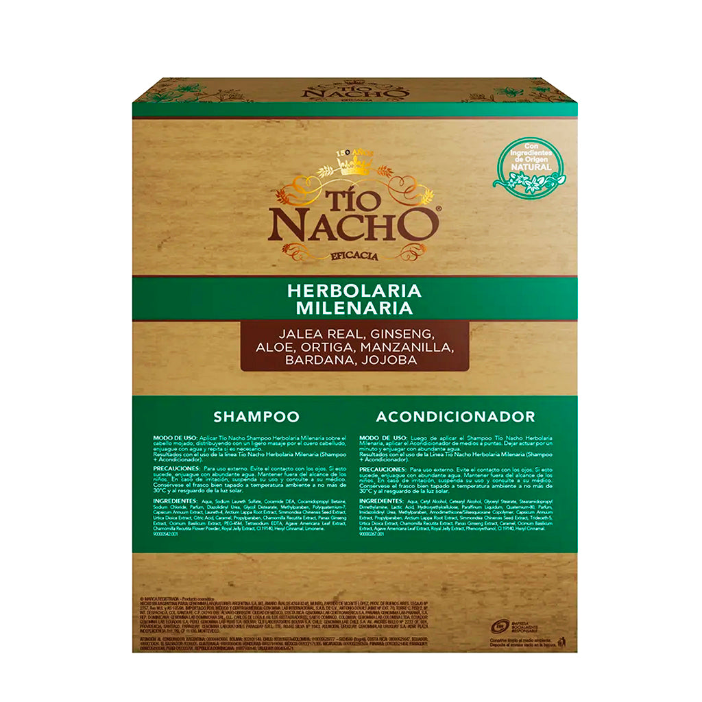 Estuche Shampoo + Acondicionador Tio Nacho Herbolaria Milenaria 415 ml