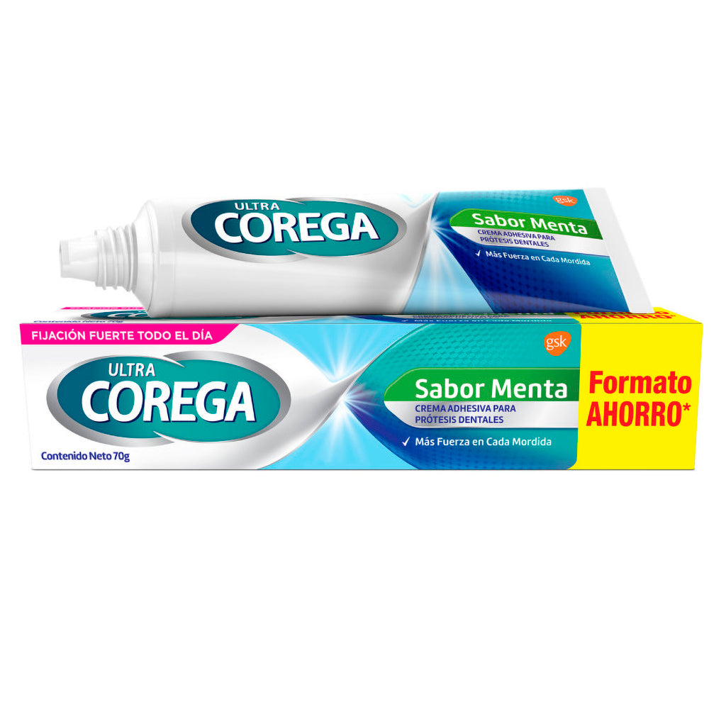 Crema Adhesiva Corega Sabor Menta p/Protesis Dentales 70 gr