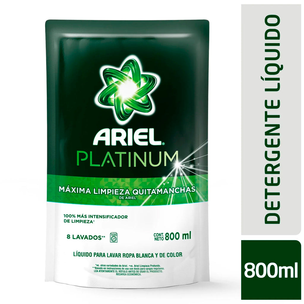 Jabon Liquido Repuesto Ariel p/ropa Platinum Concentrado p/Diluir  800 ml