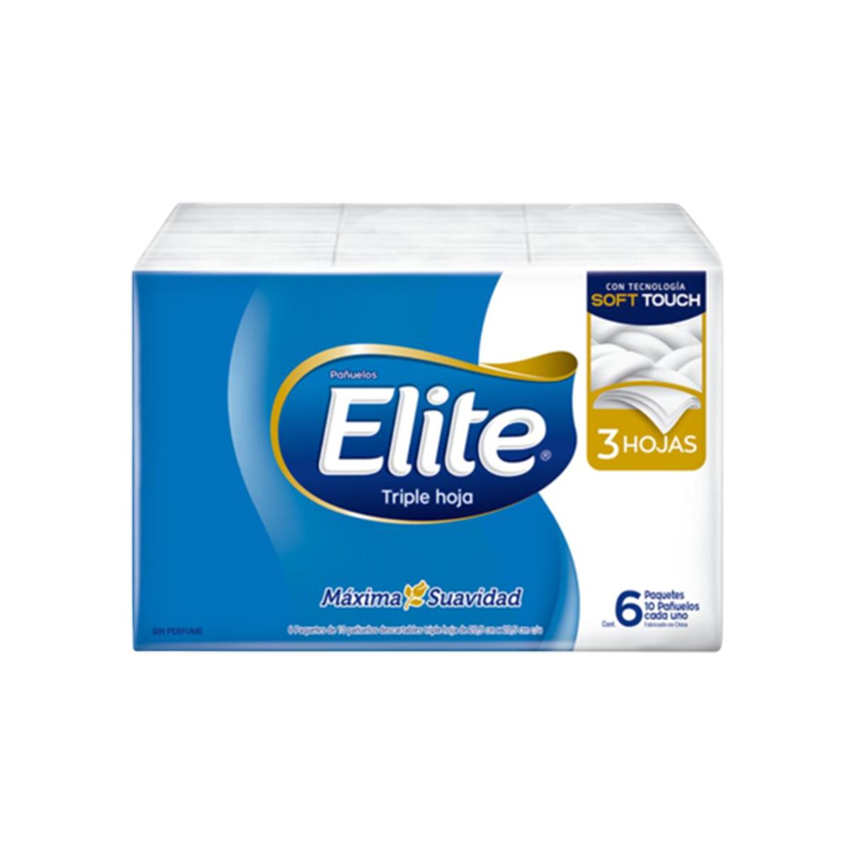 Elite Pañuelos Soft Touch x 6 Packs x 10 Unidades