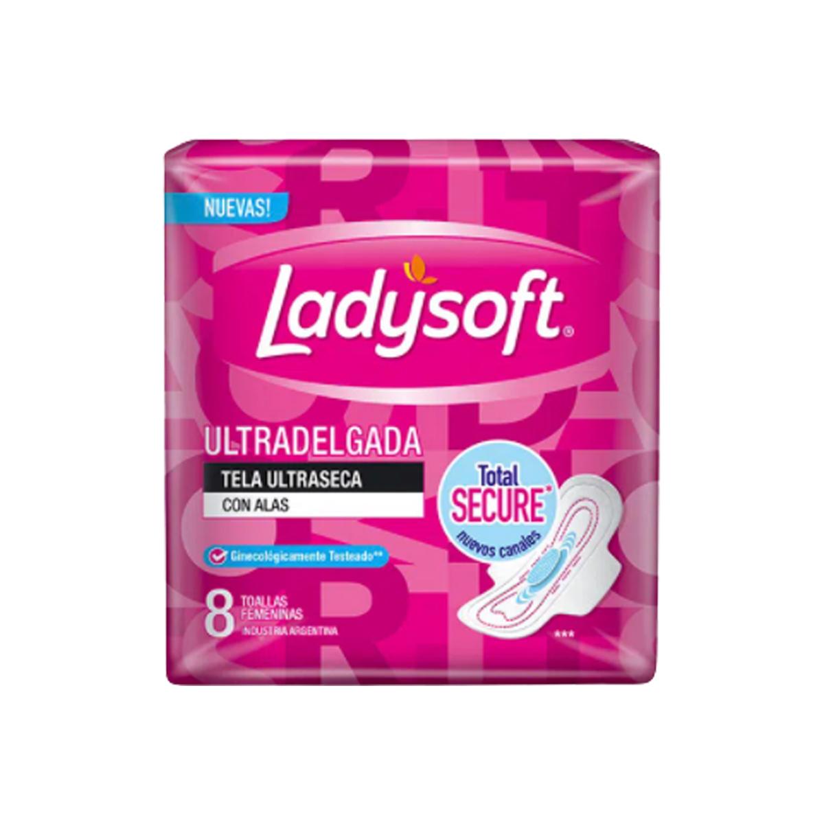 Lady Soft Toalla Ultra Delgada Seca c/Alas x8 Unidades