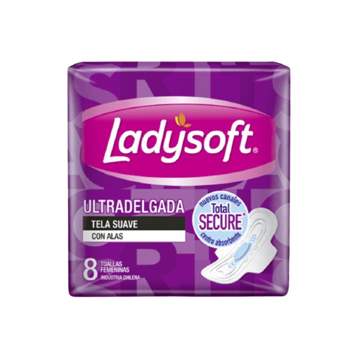 Lady Soft Toalla Ultra Delgada Suave c/Alas x8 Unidades