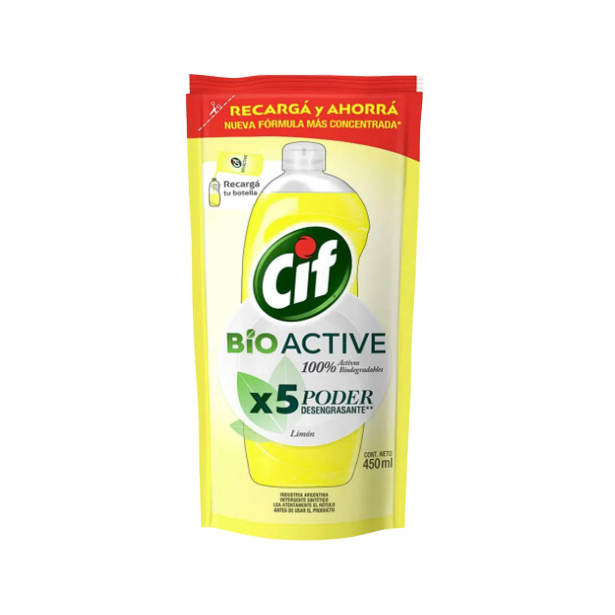 Cif Bio Active Detergente 450ml DoyPack Limón