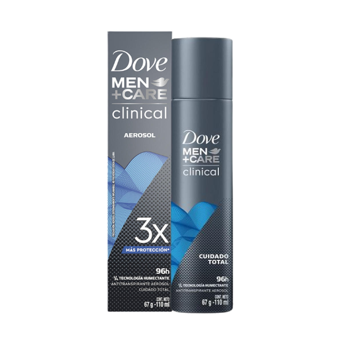 Dove Clinical Hombre Aerosol Ciudado Total 96hs x 110ml