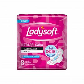 Lady Soft Toalla Ultra Delgada Seca c/Alas x8 Unidades