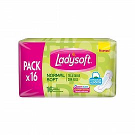 Lady Soft Toalla Normal Suave c/Alas x 16 unidades 